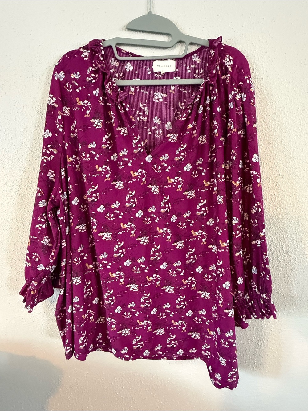 3x Melloday Berry Floral V-Neck Tunic Top